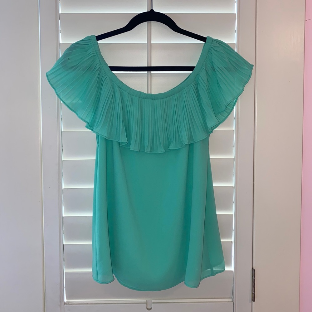 Off the Shoulder green top